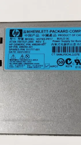 Fuente De Poder Hp 460w. Dl385p G8 / Ml110 G7 / Ml310e G8 Gris - Imagen 2