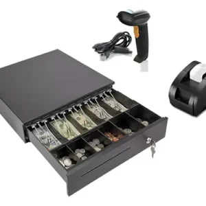 Gaveta De Dinero + Impresora 58mm Usb + Lector Código Barra Negro